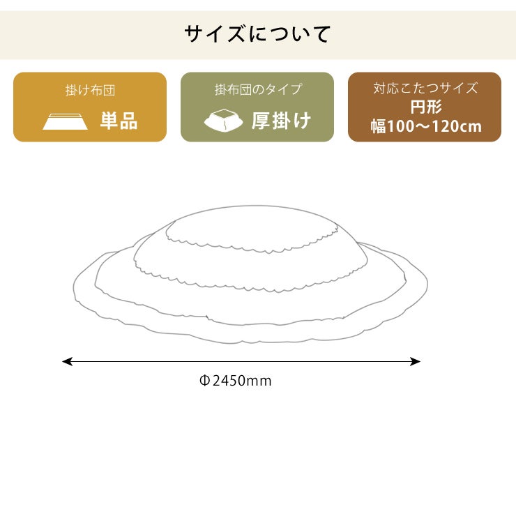 無地のオリジナルこたつ掛け布団のサイズについて