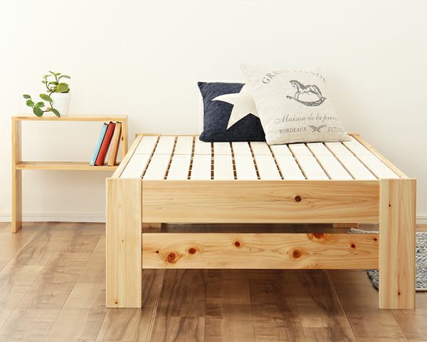 国産ひのきのヘッドレスすのこベッドセミダブルベ すのこベッド