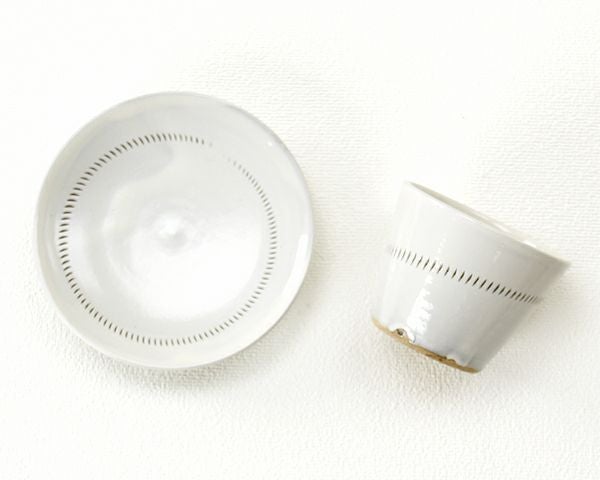 蔵人窯（くらんどがま）小石原焼カップ＋平皿セットトビカンナ1本（直径9cm+直径14cm）_詳細03