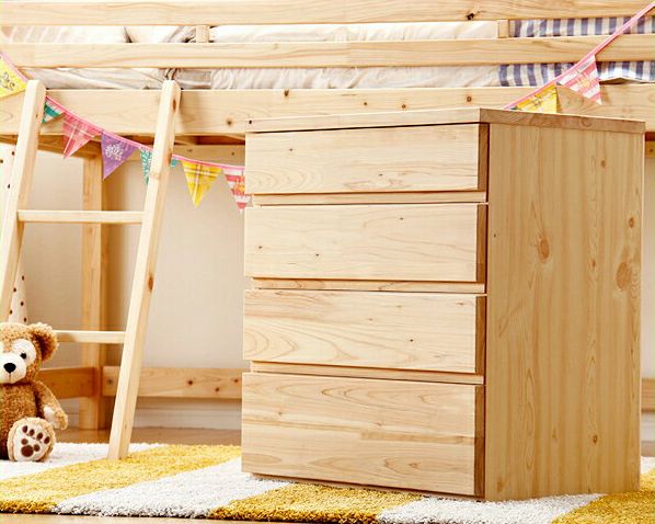 子供部屋にぴったり！ひのきのチェスト（4段） チェスト・タンス