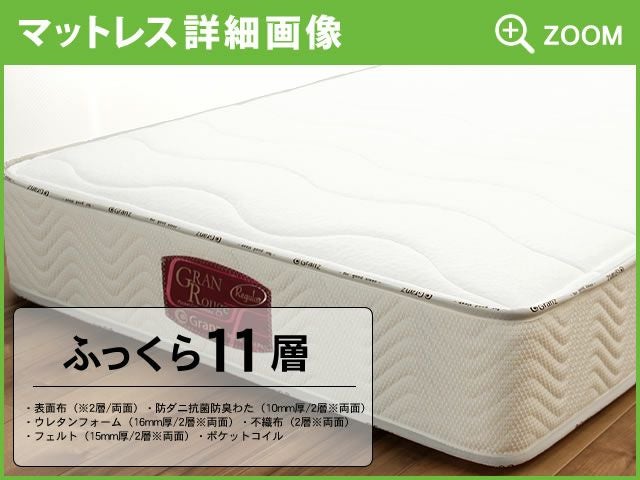 100％ひのき材の安心安全木製すのこベッドセミダブルサイズ ポケットコイルマット付_詳細02