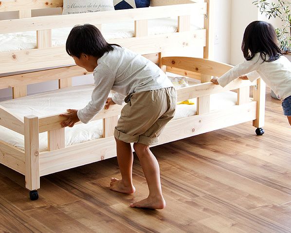 家具の里　　親子3段ベッド 生活スタイルに合わせて変化する三 親子ベッド・エキストラベッド