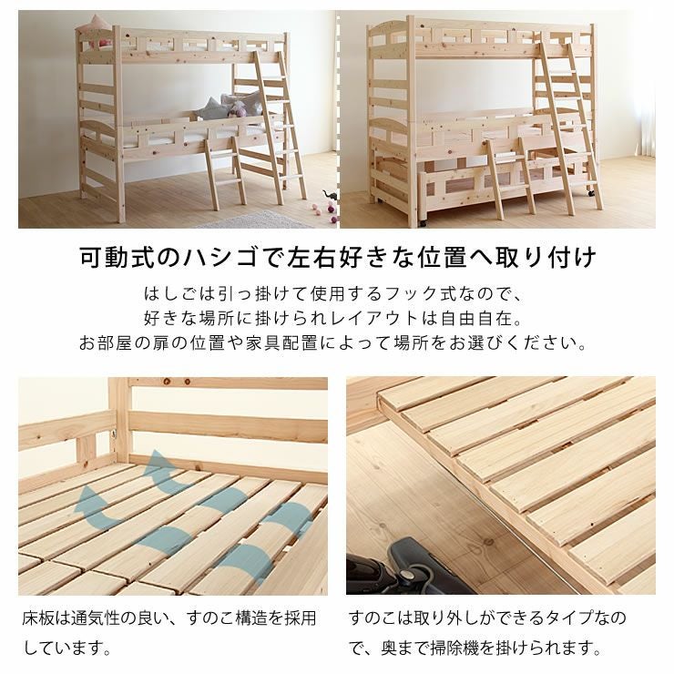 家具の里　　親子3段ベッド 生活スタイルに合わせて変化する三 親子ベッド・エキストラベッド