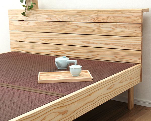 木目の美しい宮付き杉材の木製畳ベッド シングルサイズ 畳ベッド｜畳