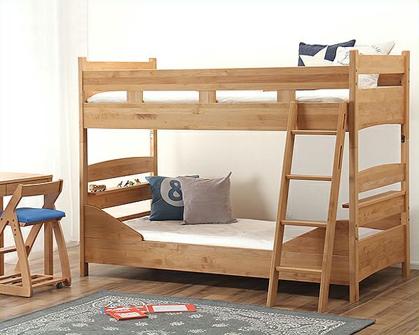選べるすのこ、国産高級ひのき使用、成長しても頭をぶ 二段ベッド｜2段