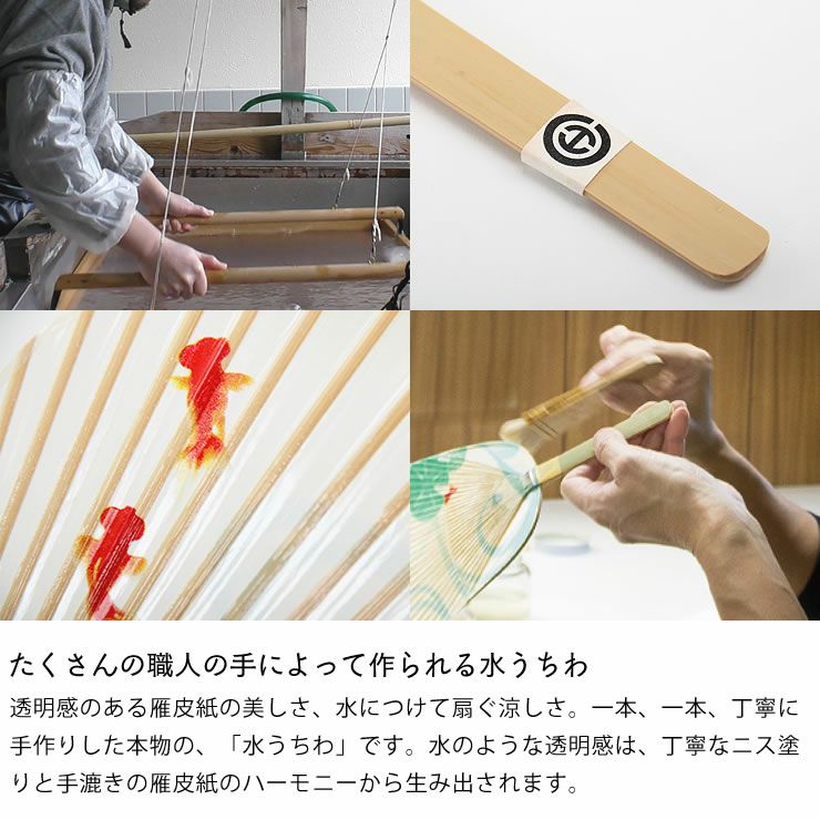 たくさんの職人の手によって作られる水うちわ