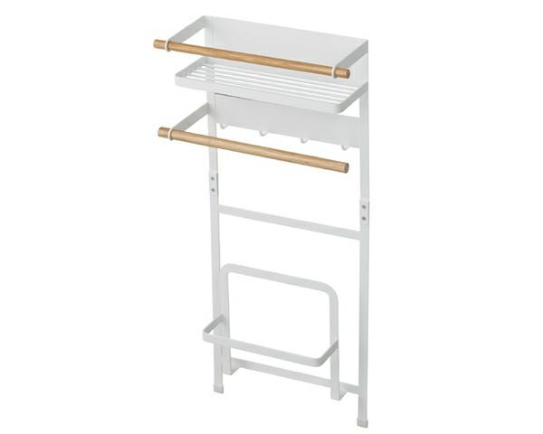 シンプルでスタイリッシュなデザインの山崎実業洗濯機横マグネット収納ラック tosca（トスカ）ホワイト