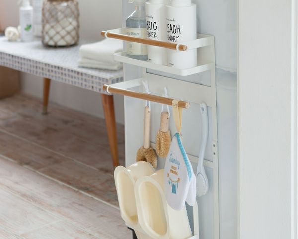 ランドリー&バスグッズをすっきりと快適に収納♪山崎実業洗濯機横マグネット収納ラック tosca（トスカ）ホワイト