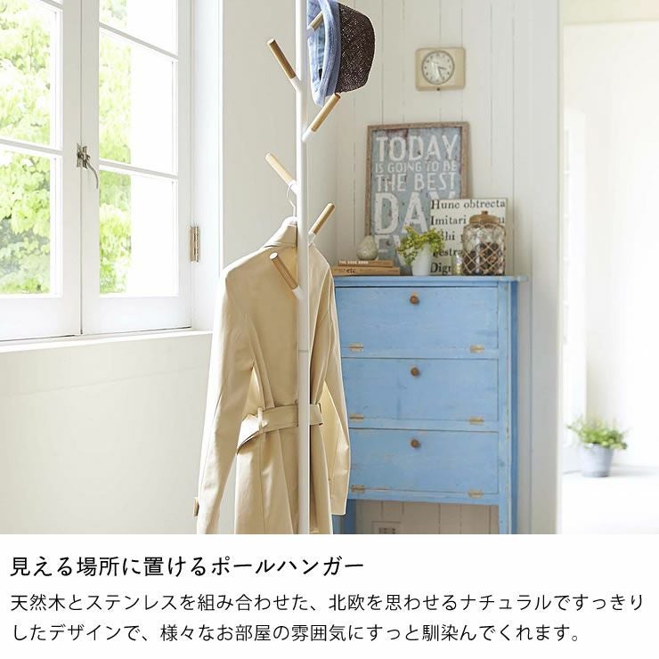 見える場所に置ける山崎実業ポールハンガーplain（プレーン）