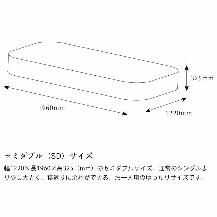 サータ（Serta）トラストコンフォート 7.7F1Pポケットコイルマットレス（ノーマルタイプ）SD セミダブルサイズ（5ゾーン：並行配列）_詳細14