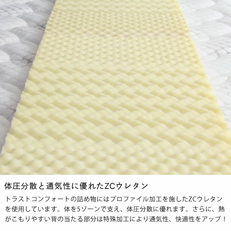 サータ（Serta）トラストコンフォート 7.7F1Pポケットコイルマットレス（ノーマルタイプ）Q2 クイーン2（1枚マット）サイズ（5ゾーン：並行配列）_詳細06