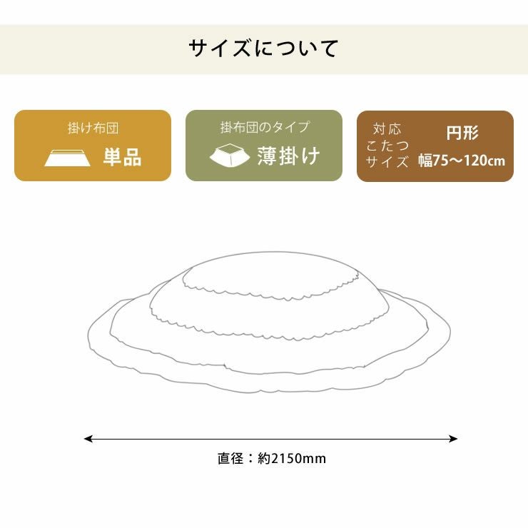 リバーシブルこたつ こたつ掛け布団（円形 75～120cm用）｜こたつ布団