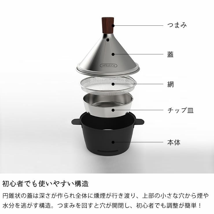 テーブルトップスモーカー【新品未使用】燻製器 APELUCA（アペルカ）テーブルトップスモーカー 燻製器 燻製機 卓上