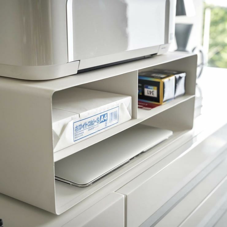 山崎実業ツーウェイプリンター収納ラック　tower（タワー）は下に印刷用紙やトナーインクを収納できるプリンターラック