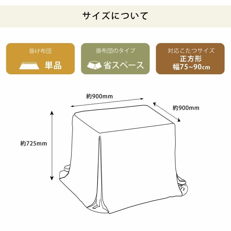ハイタイプ こたつ布団 掛け単品235cm×235cm「正方形90cm用」_詳細11