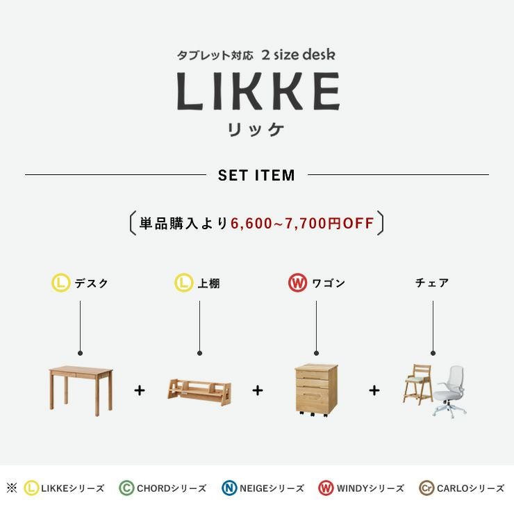 学習机・学習デスク4点セット（デスク＋上棚＋ワゴン＋チェア）