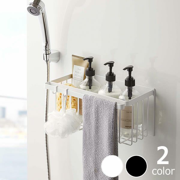 山崎実業マグネットバスルームバスケット tower（タワー）は浴室の側面に強力マグネットで取り付けることができる便利なマルチバスケット