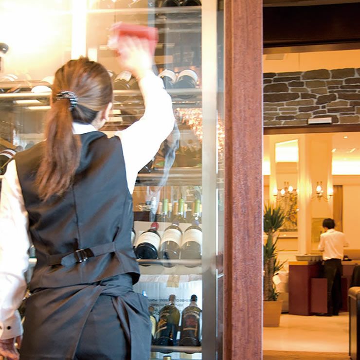 MQ・Duotexプレミアムニットクロスはガラス磨きにも使用可能