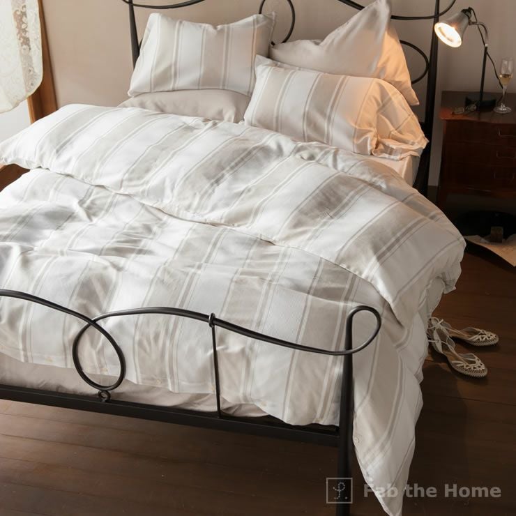 織りと色糸の組合せがシックなストライプ柄の掛け布団カバーシングルサイズ（150×210cm）_詳細13