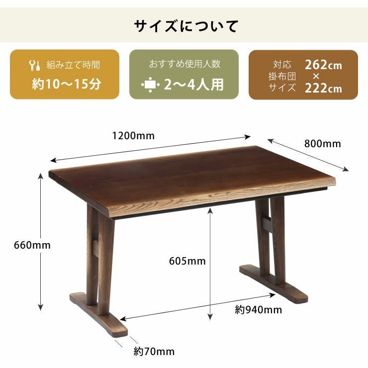 リビングこたつのサイズについて