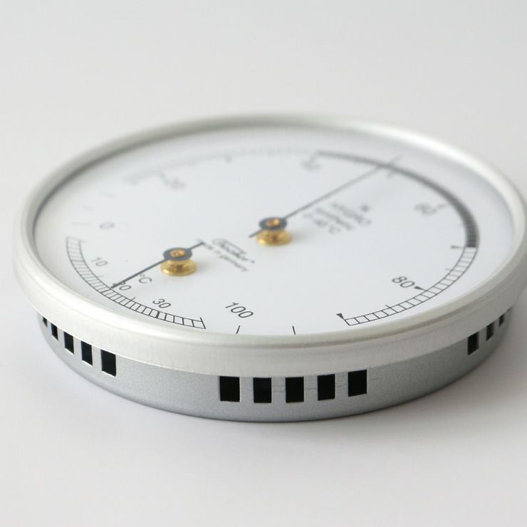 サーモメーター付きハイグロメーターの側面アップ