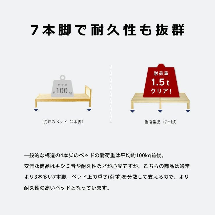 7本脚で耐久性抜群の桐材すのこベッド