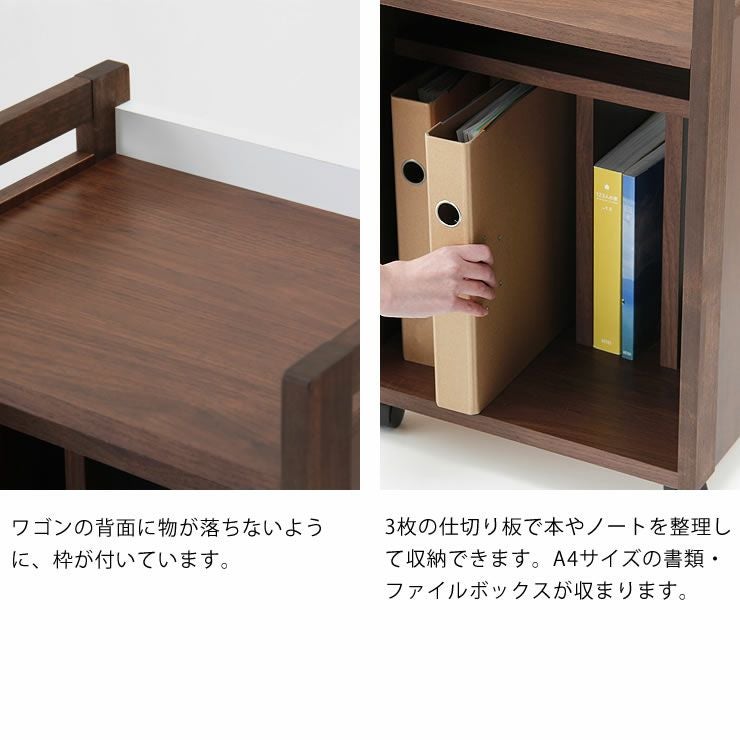 背面枠付き・A4サイズが収まるヨコ型タイプワゴン