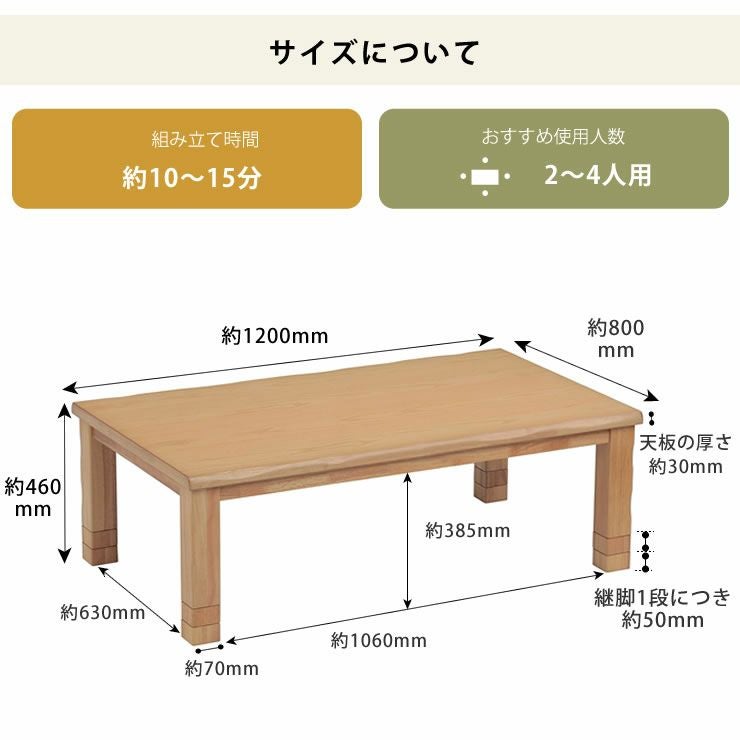 家具調コタツ・こた こたつテーブル（長方形 120cm幅）｜家具調こたつ