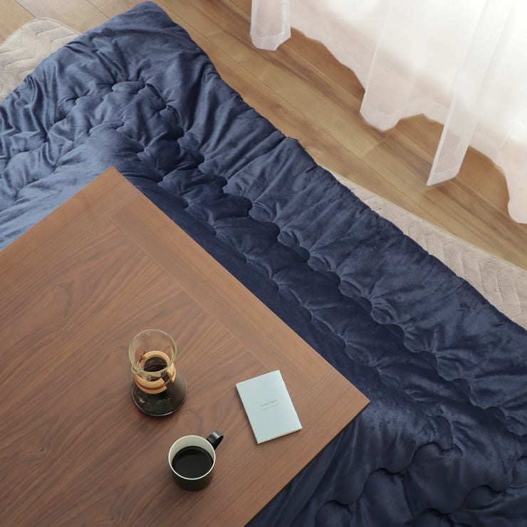 薄掛けこたつ布団「wind check」200cm×250cm リバーシブル（ネイビー）