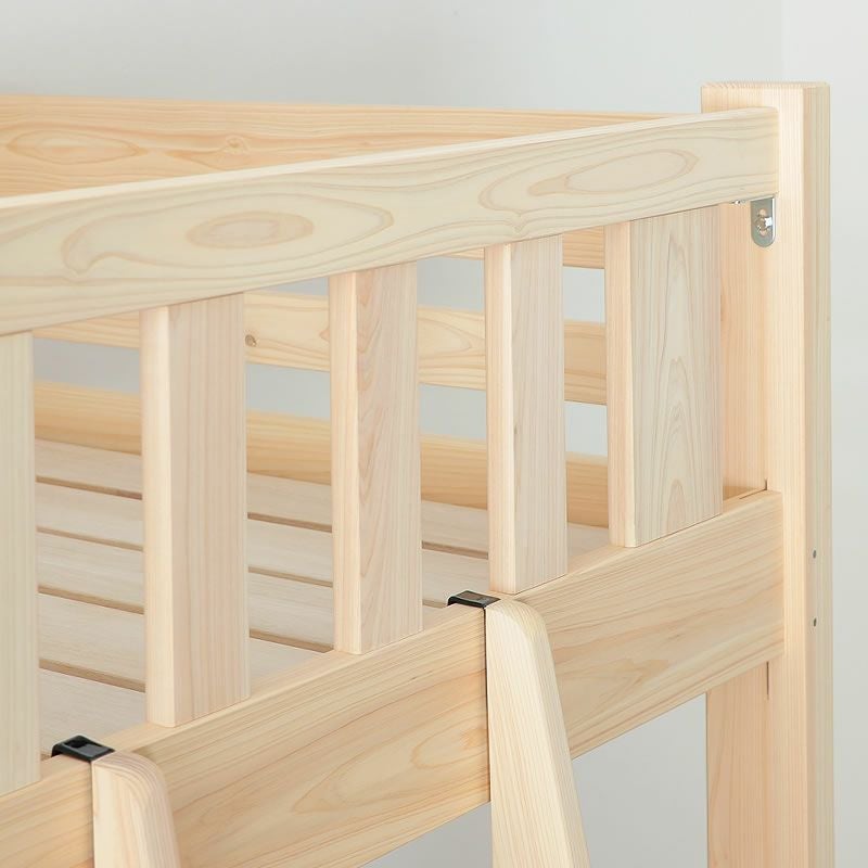 木目の美しいひのきの国産 ロフトベッド 高さ180cm