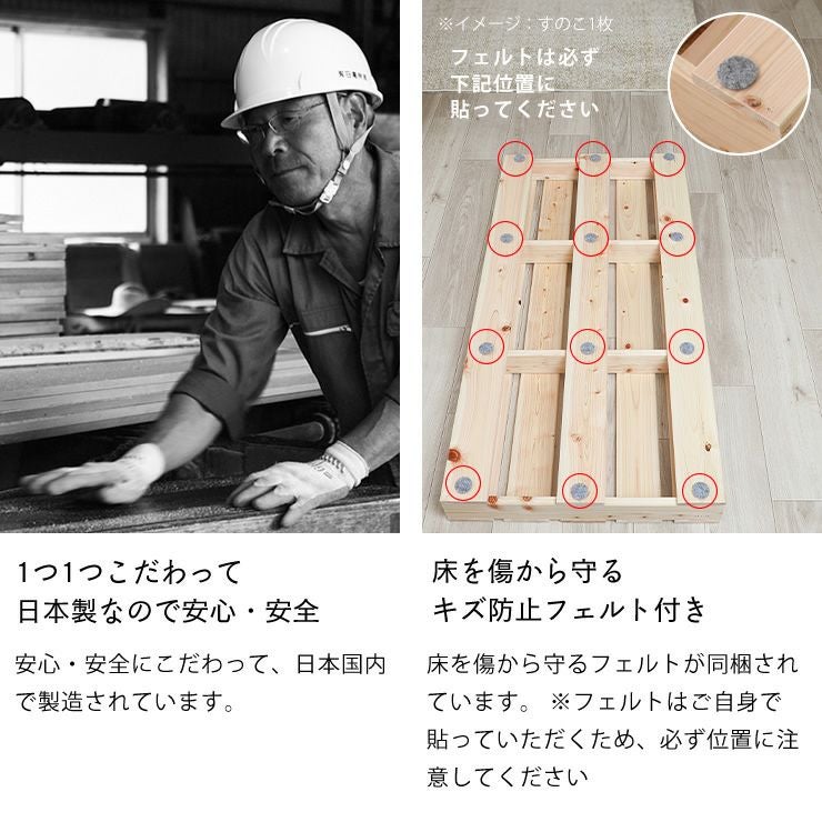 日本製なので安心・安全のジョイントすのこ