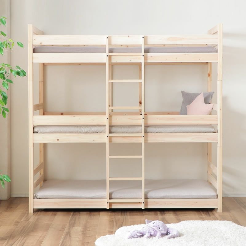 広島の家具職人が作る国産ひのき香る三段ベッド（すの 三段ベッド｜3段