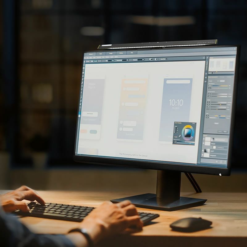 LEDモニターライトのPC装着イメージ