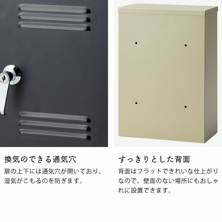 キーボックスの換気のできる通気穴・すっきりとした背面