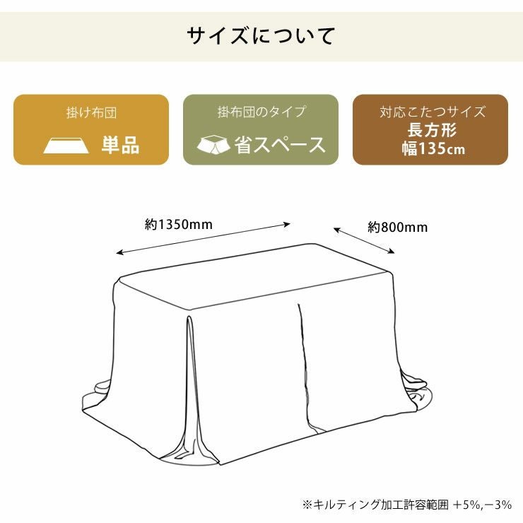 ハイタイプ用こたつ掛け布団のサイズ