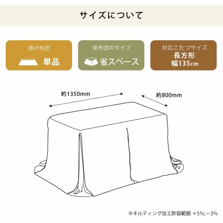 ハイタイプ用こたつ掛け布団のサイズ