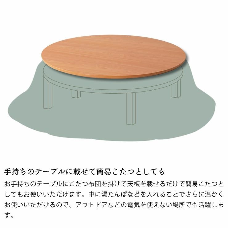 コタツ天板・こたつ天板単品円形 90cm丸木製（サク こたつ天板のみ