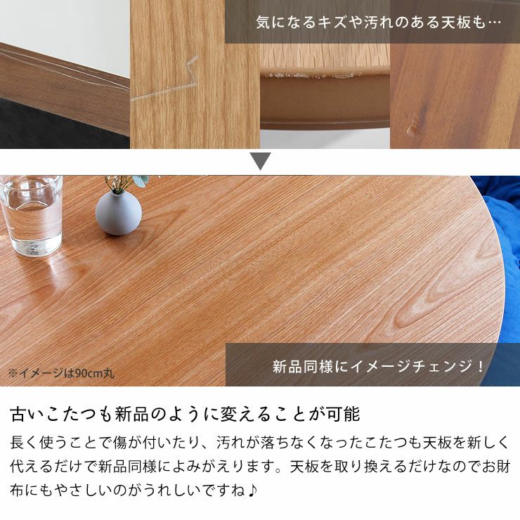 コタツ天板・こたつ天板単品円形 120cm丸木製（サ こたつ天板のみ