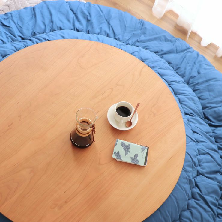 ブラックチェリーの木目が楽しめる円形こたつ100cm