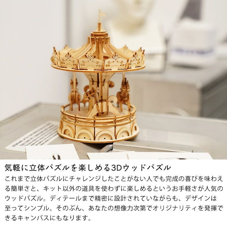 脳を活性化させる、つくるんです3Dウッドパズル