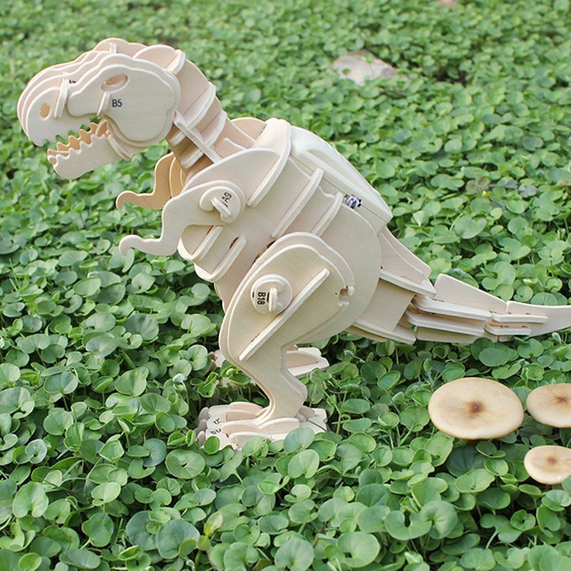 つくるんです ウッドパズル動く恐竜 ティラノサウ オーナメント・置物