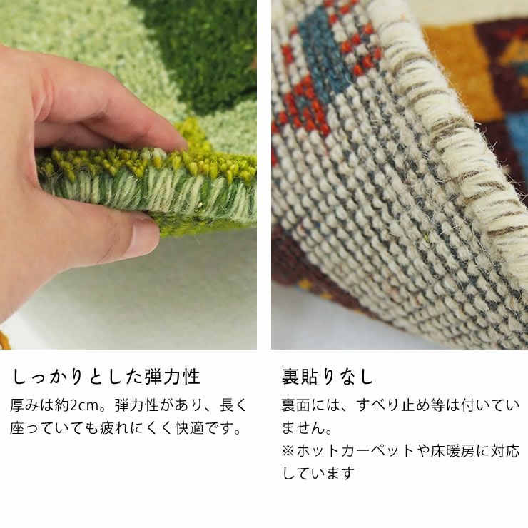 鮮やかな発色で愛らしいデザインのギャッベチェアパッド 40 座椅子｜座