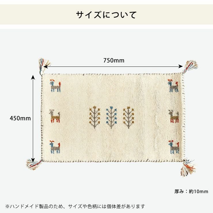 ギャッベ玄関マットは45cm×75cmサイズ