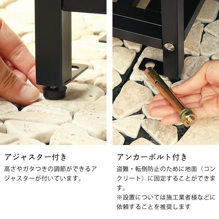 アジャスター・アンカーボルト付きのスタンドポスト