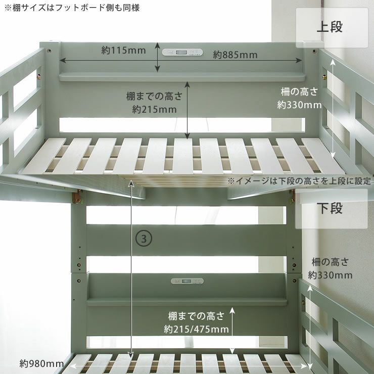二段ベッドの内側のサイズについて