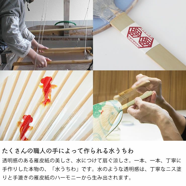 カミノシゴト（家田紙工）水うちわ 小判型（1枚）台座付 服飾小物