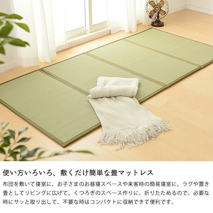 い草100%使用折りたためる畳マットレス 双目織シング い草寝ござ｜寝