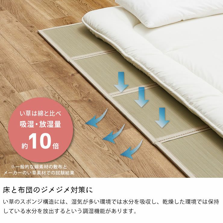 い草100%使用折りたためる畳マットレス 目積織クイー い草寝ござ｜寝