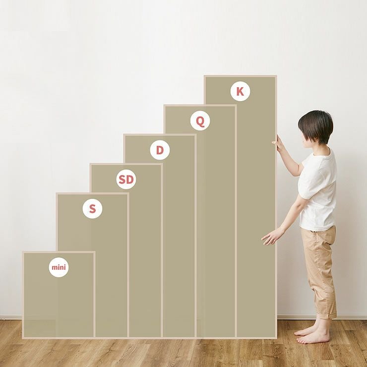 い草マットレスの折りたたみ時サイズ比較