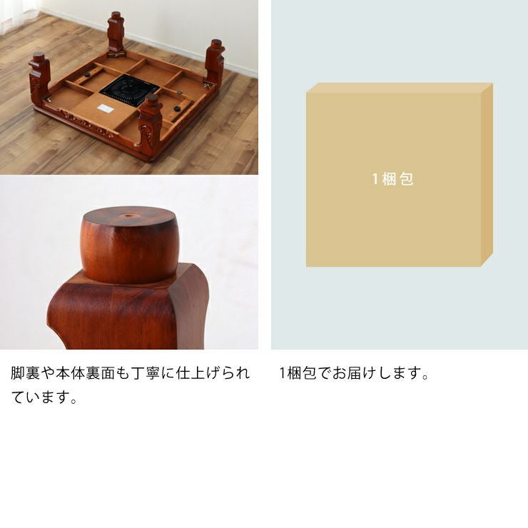 こたつの裏面と梱包について